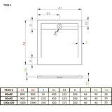 Radaway Teos C műmárvány zuhanytálca 80x80 black  (HTC8080-54)-2