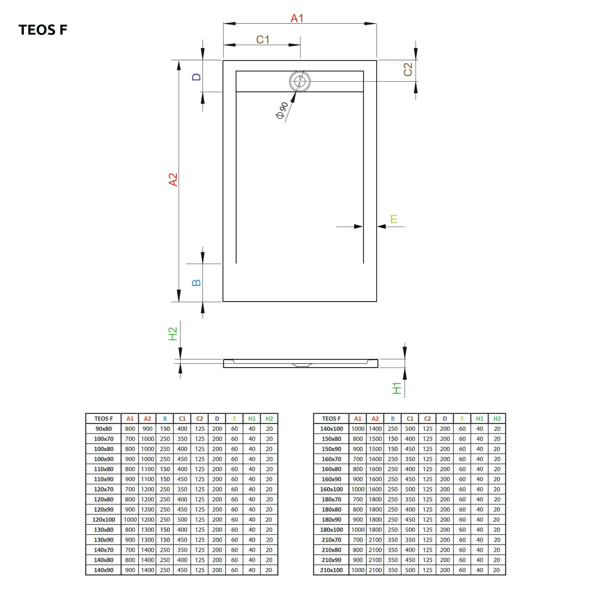 Radaway Teos F műmárvány zuhanytálca 100x70 cemento  (HTF10070-74)-3