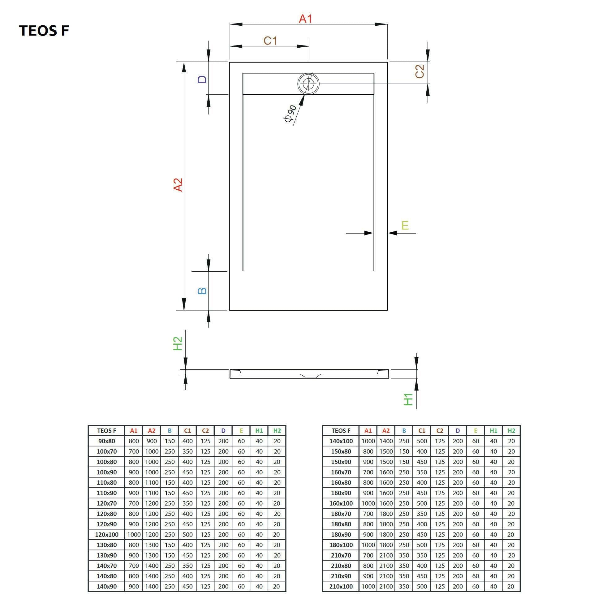 Radaway Teos F műmárvány zuhanytálca 100x90 antracit (HTF10090 - 64)