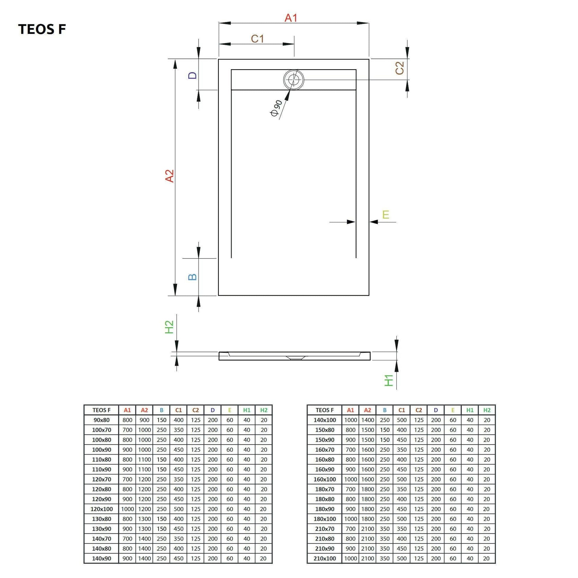 Radaway Teos F műmárvány zuhanytálca 120x100 black (HTF120100 - 54)