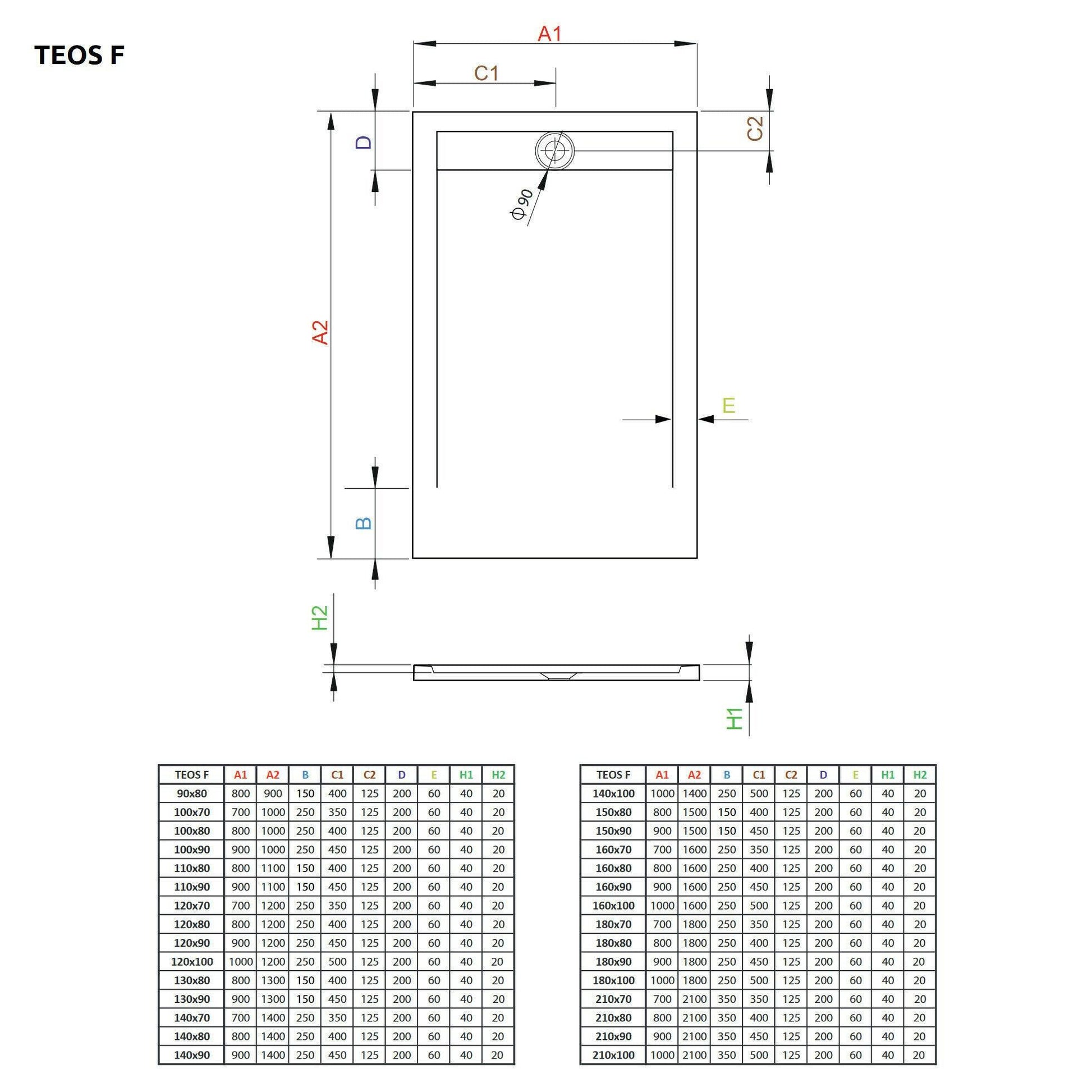 Radaway Teos F műmárvány zuhanytálca 120x100 antracit (HTF120100 - 64)