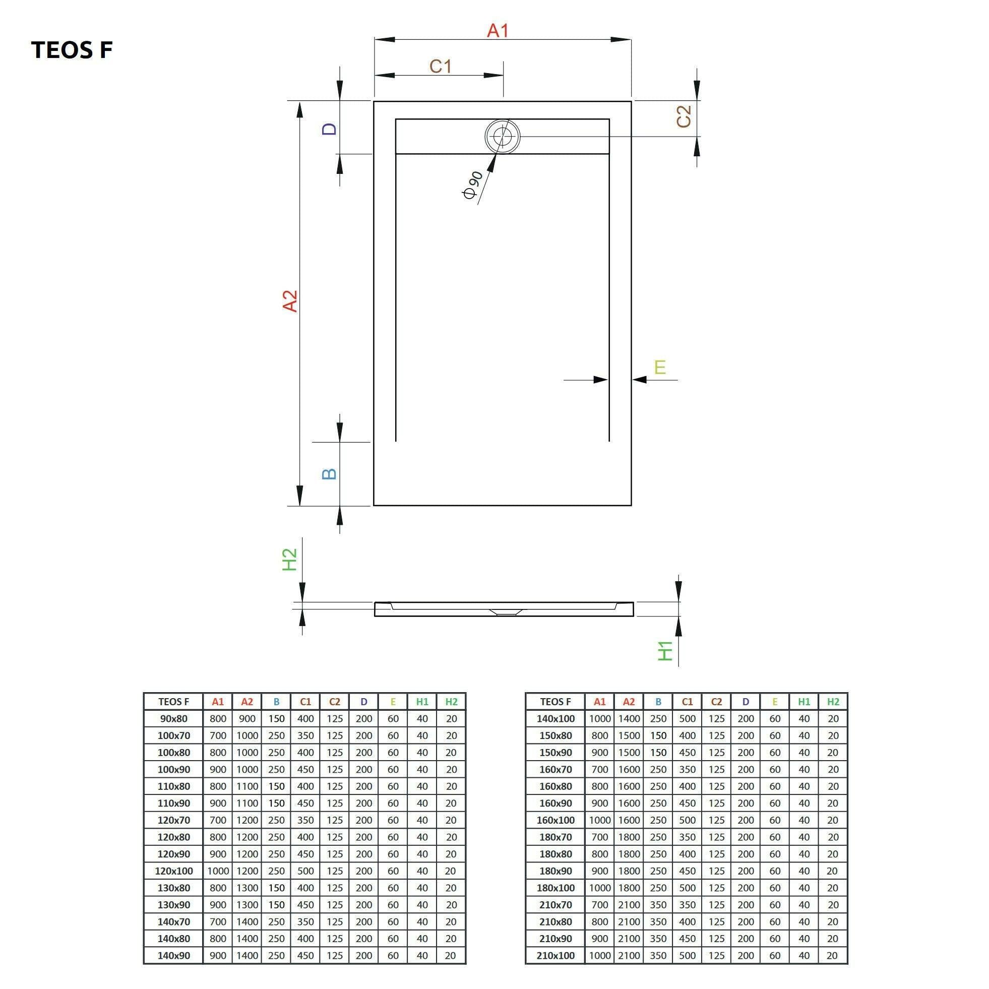 Radaway Teos F műmárvány zuhanytálca 160x100 black (HTF160100 - 54)