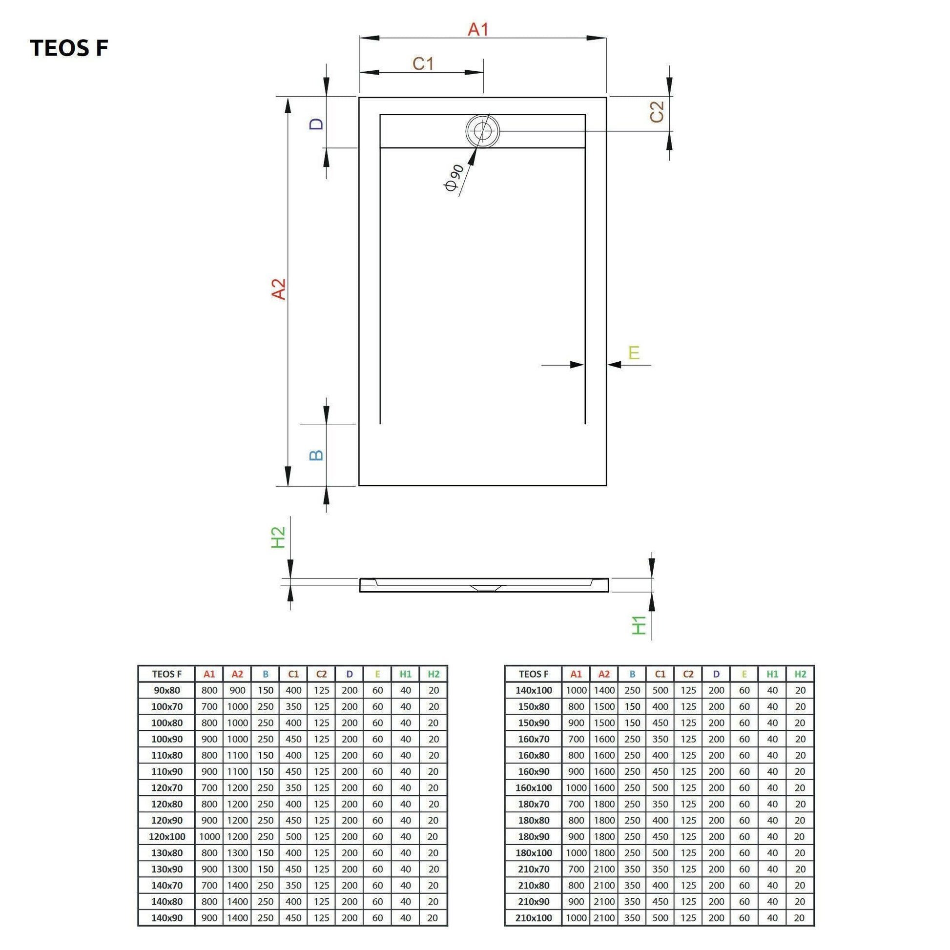 Radaway Teos F műmárvány zuhanytálca 160x80 cemento (HTF16080 - 74)