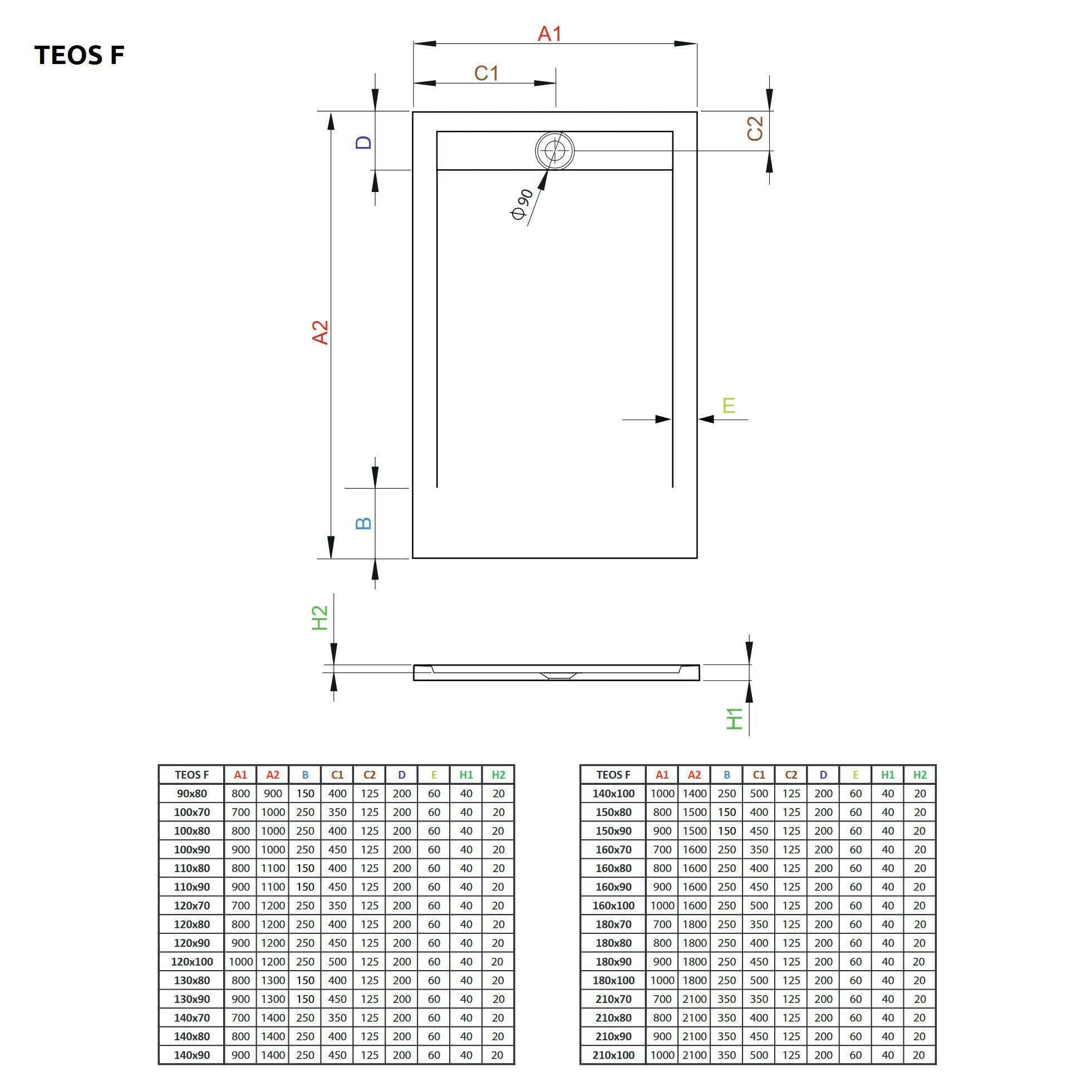 Radaway Teos F műmárvány zuhanytálca 160x80 cemento (HTF16080 - 74)