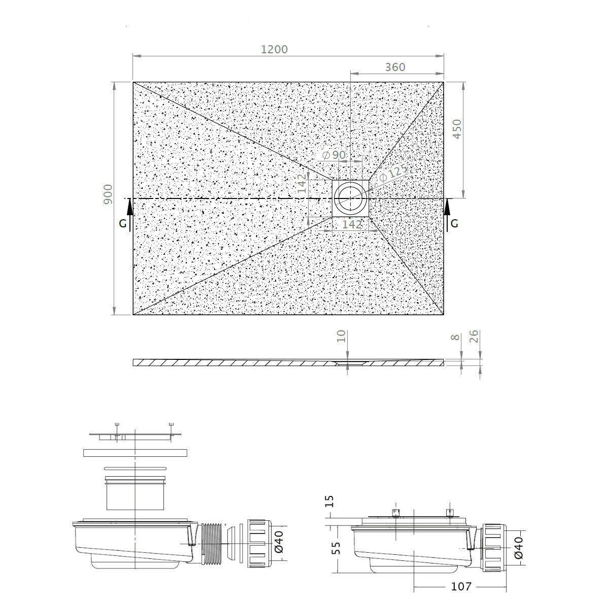 Radaway Kios F műmárvány zuhanytálca 120x90 fehér (KF1290 - 53)