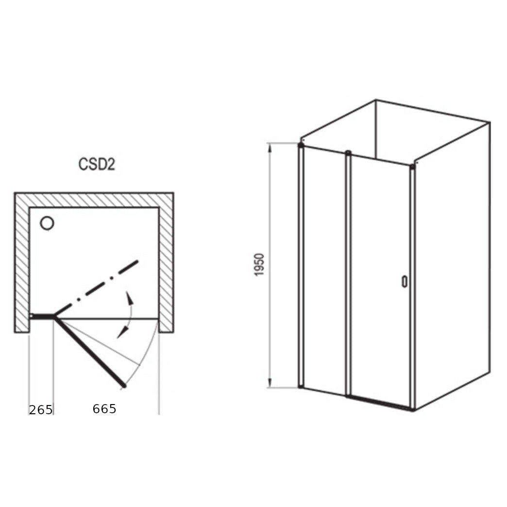 Ravak CSD2 100 zuhanyajtó fehér + transparent-5