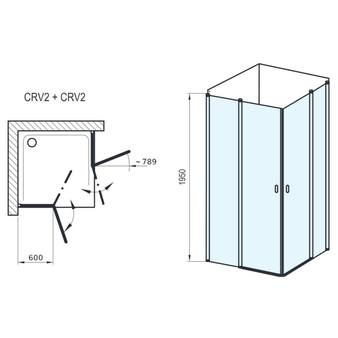 Ravak CRV2 120 zuhanykabin fehér + transparent-6