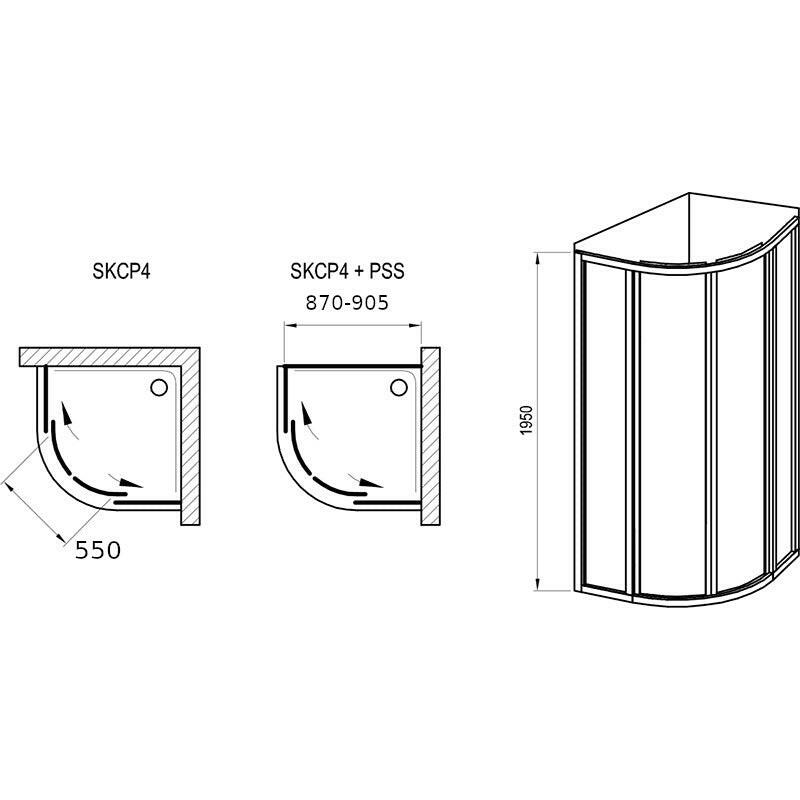 Ravak zuhanykabin SKCP4-90 195 fehér+Pearl polisztirén-1