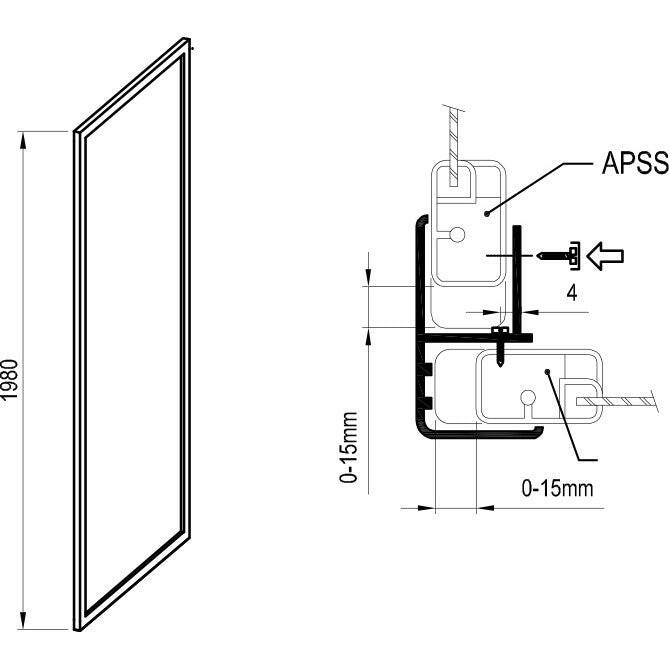Ravak APSS - 90 198 fix zuhanyfal fehér+Transparent üveg ( 940701R2Z1 )