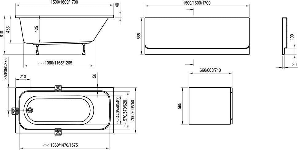 RAVAK Chrome akrilkád 150x70 fehér (C721000000)
