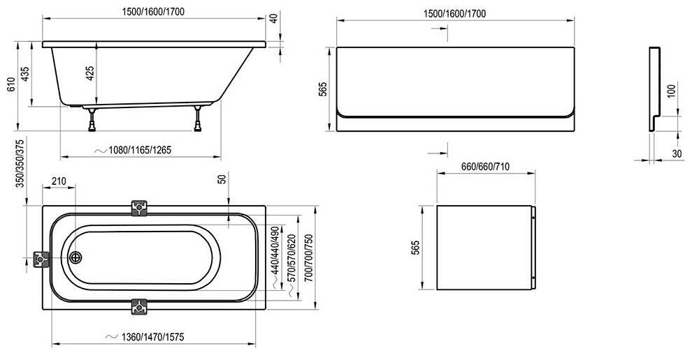 Ravak Chrome akrilkád 170x75 fehér-2