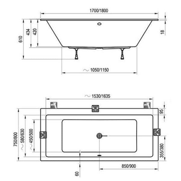 Ravak Formy 01 Slim akrilkád 180x80 fehér (C881300000)