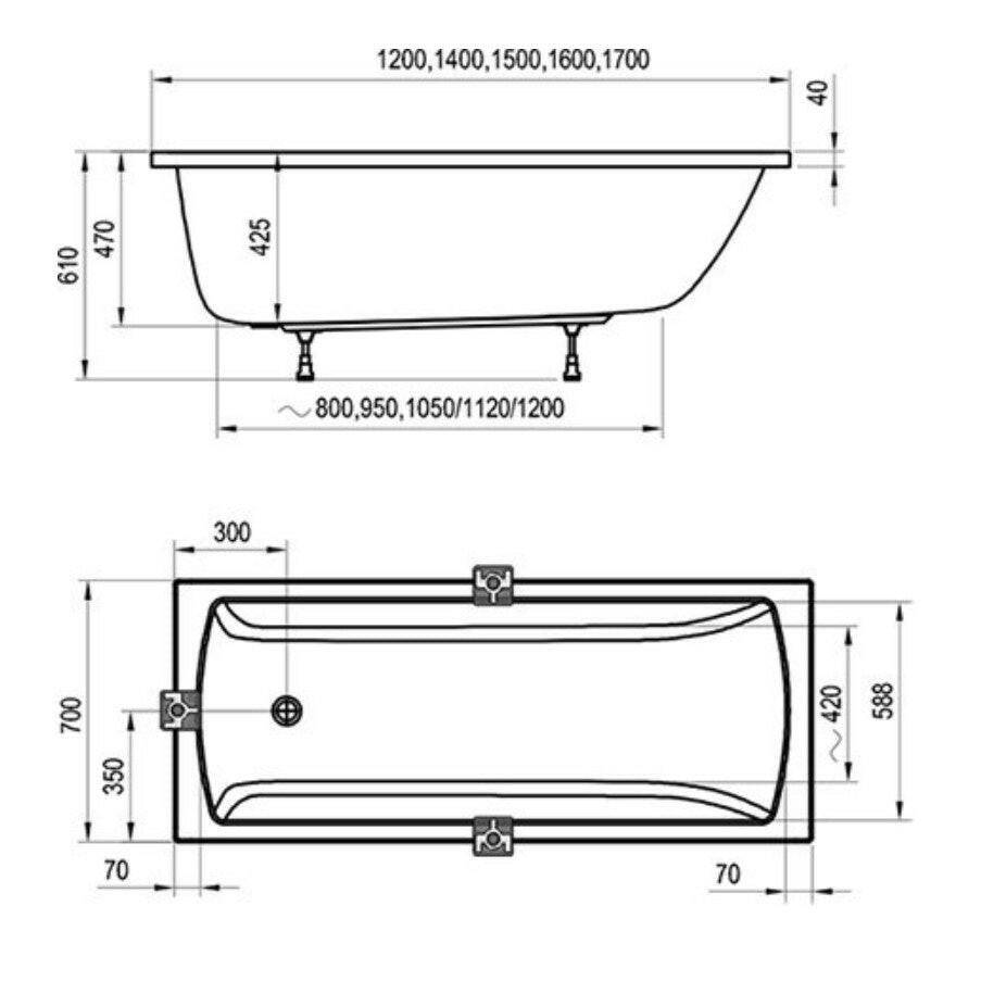 Ravak CLASSIC II 150x70 N akrilkád (hófehér)-4