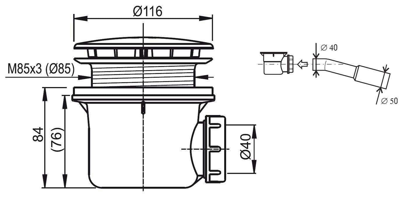 Ravak zuhanytálca szifon standard 90 mm króm ( X01314 )