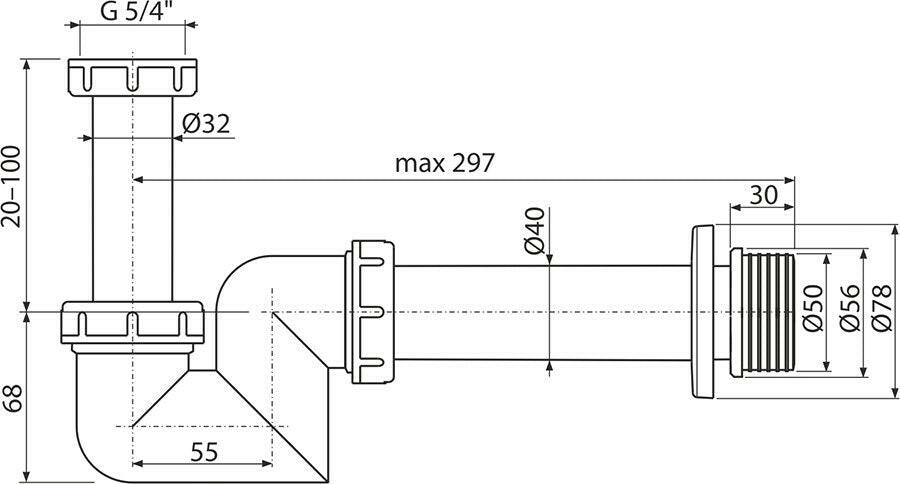 Ravak Chrome Universal bidé szifon fehér DN 40 ( X01560 )