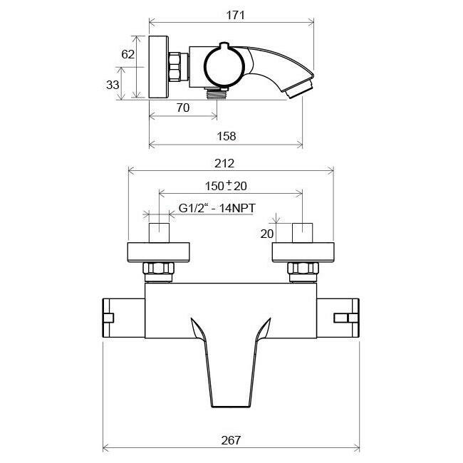 RAVAK Termo TE kád csaptelep szett nélkül 150 mm lapos 082.00 ( X070046 )