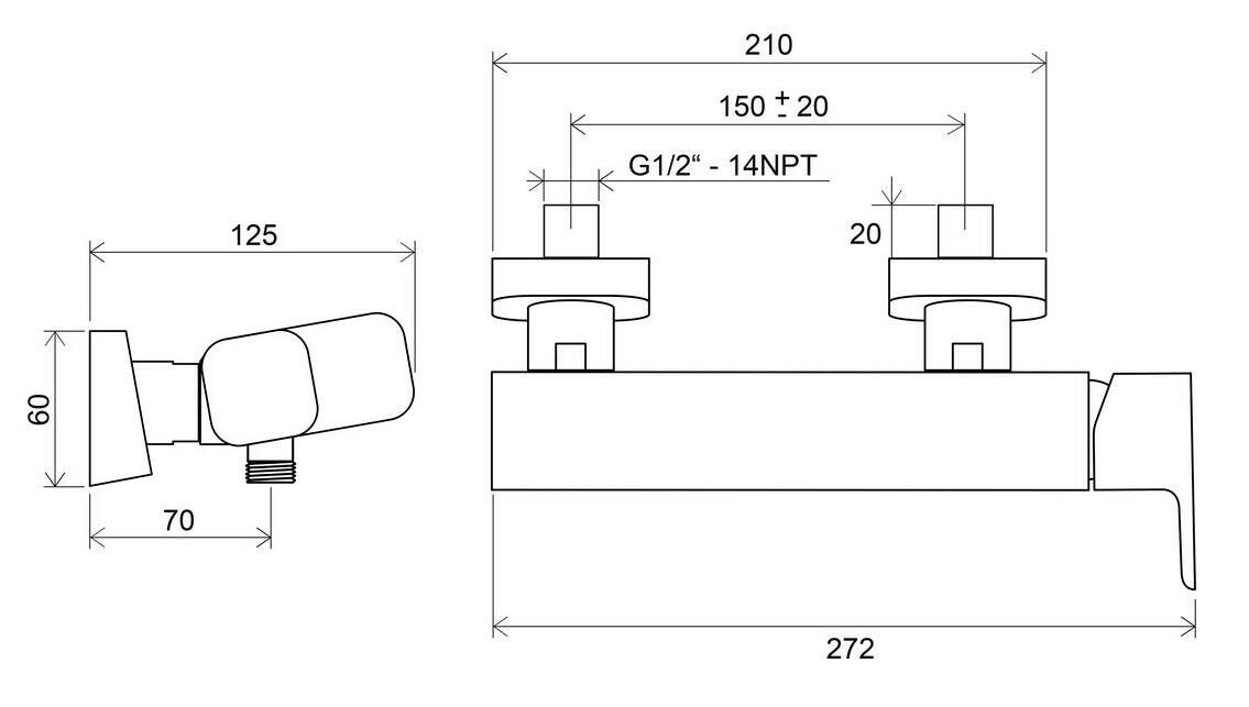 Ravak 10° TD zuhany csaptelep szett nélkül 150mm 032.00 ( X070066 )
