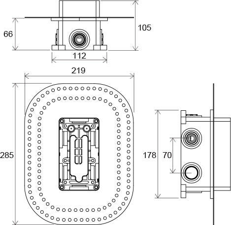 Ravak falsík alatti egység, falba süllyesztett csaptelephez R-box multi RB 071.50-1