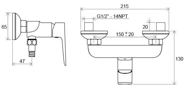 Ravak Classic CL zuhany csaptelep szett nélkül 150 mm 032.00 ( X070084 )