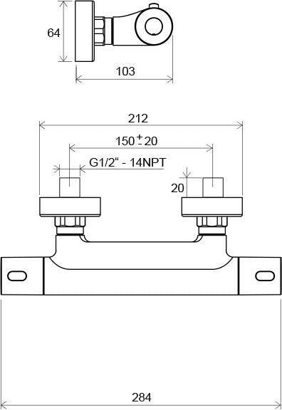 RAVAK Termo TE zuhanycsaptelep szett nélkül 150 mm 033.00 ( X070096 )