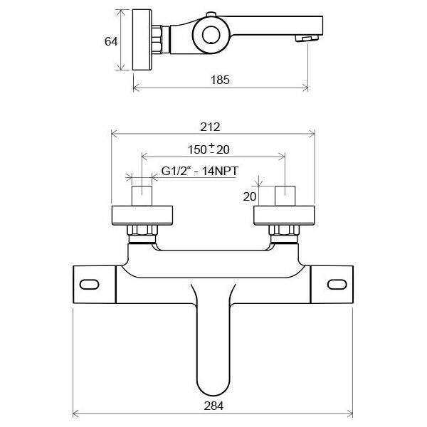 RAVAK Termo TE kád csaptelep szett nélkül 150 mm 023.00 ( X070097 )