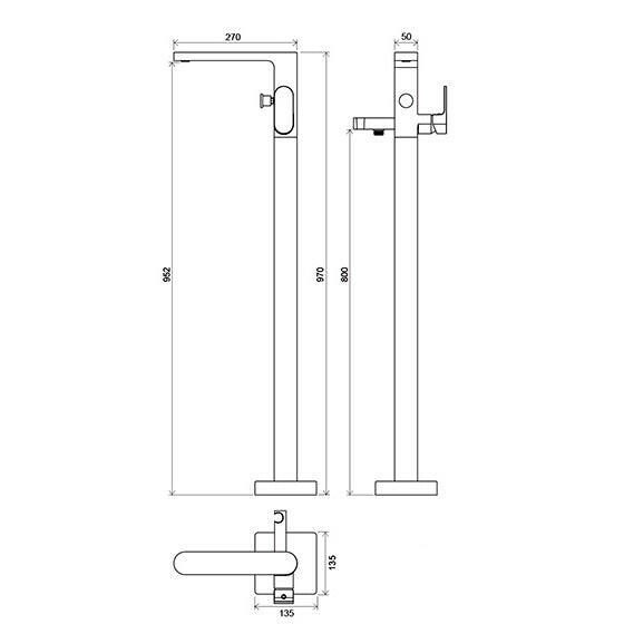 Ravak Chrome CR 080.00 padlón álló kád csaptelep zuhanyszettel-2