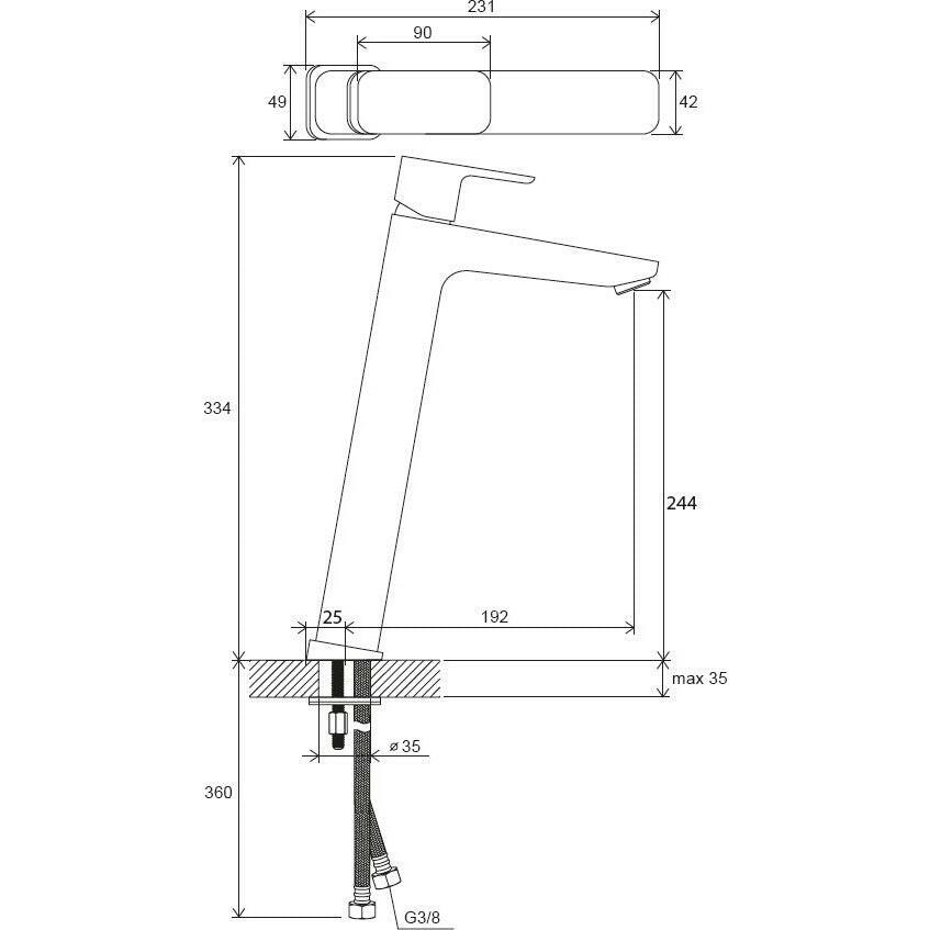 Ravak 10° free TD F 015.00 Álló mosdócsaptelep leeresztő nélkül (333 mm)