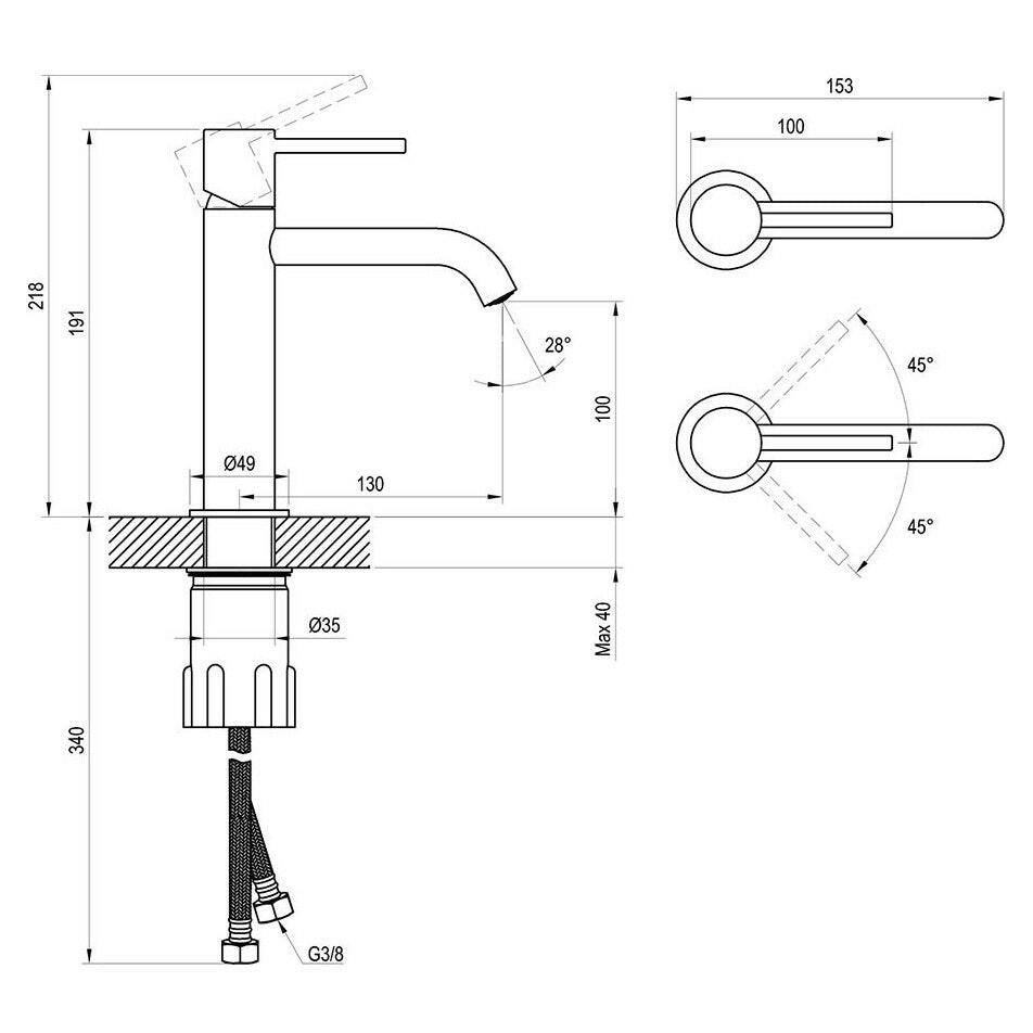 Ravak Espirit mosdócsaptelep 190 mm, álló, leeresztő nélkül, króm-2