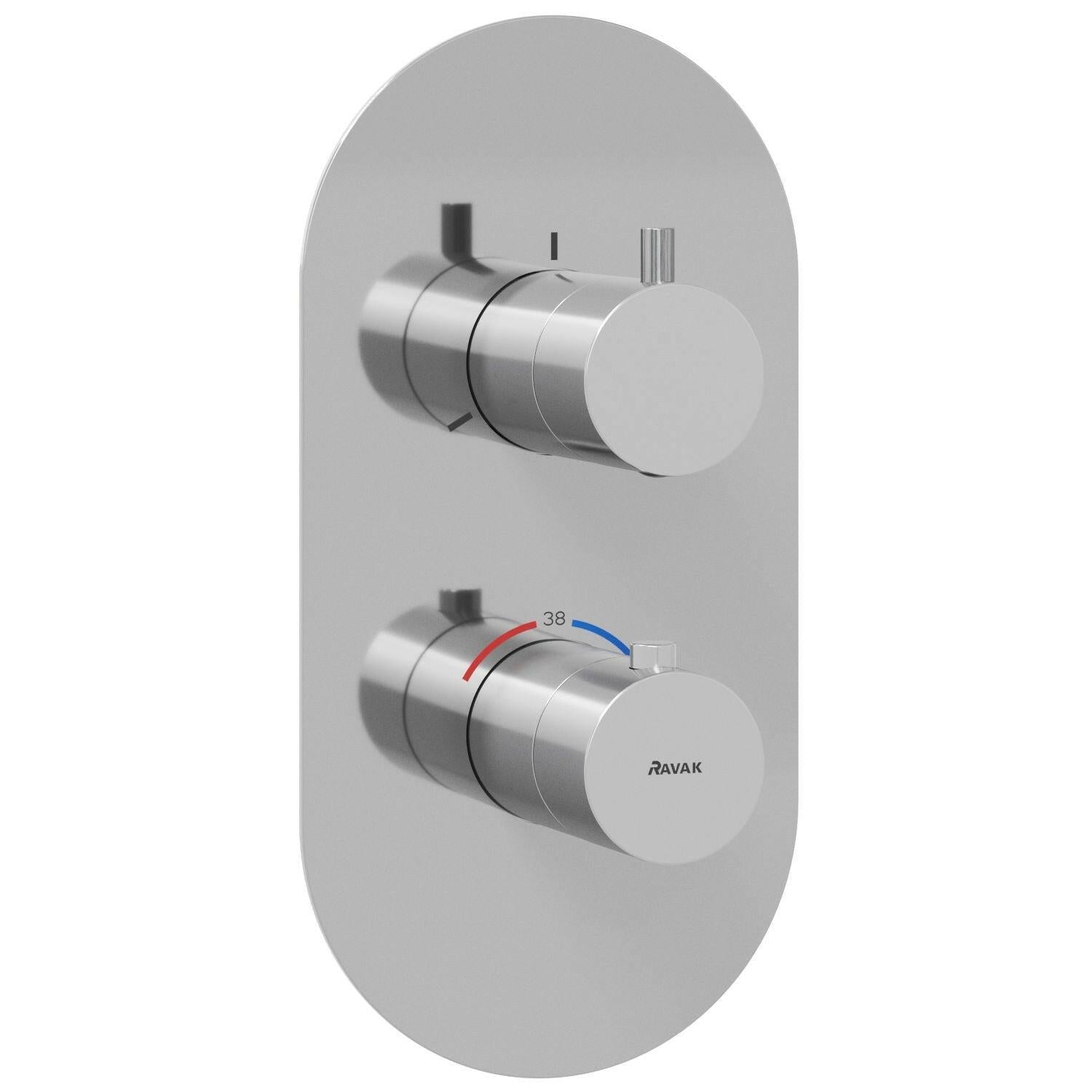 Ravak Espirit zuhanycsaptelep falba süllyesztett, termosztátos, háromutas, belső egység nélkül, króm (X070209)
