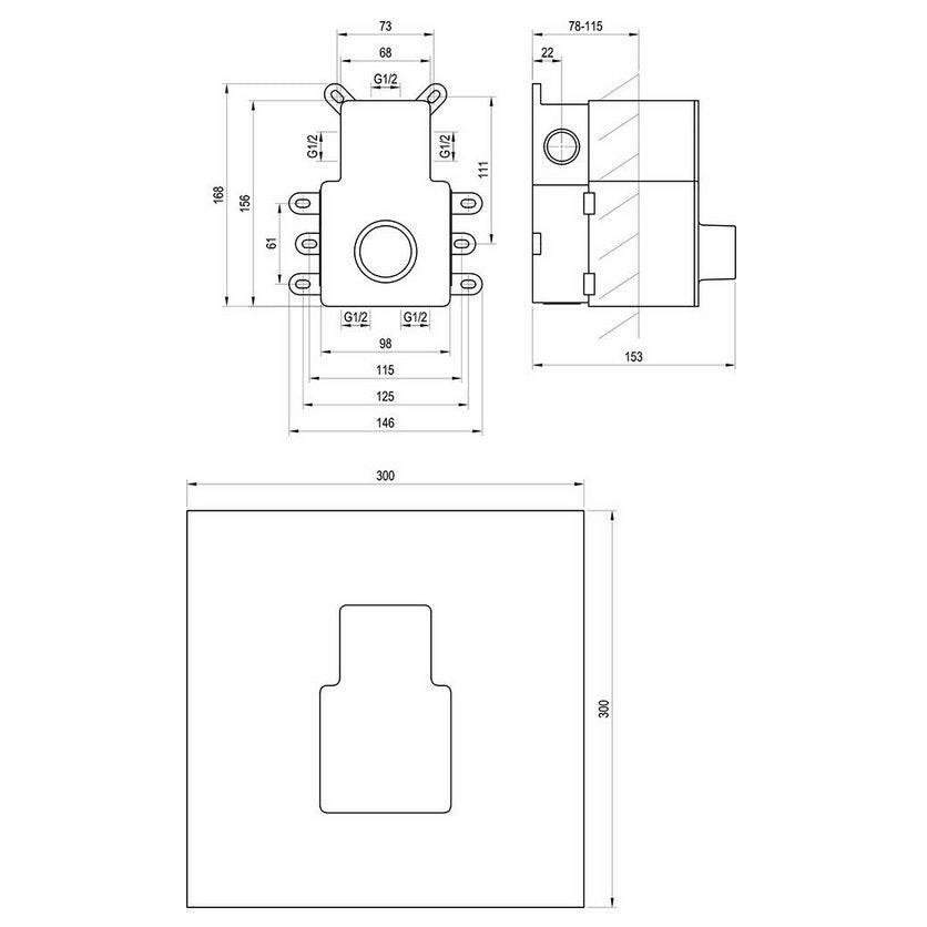 Ravak R-box 07C.50 Termo alaptest a falba süllyesztett termosztátos csaptelepekhez-3