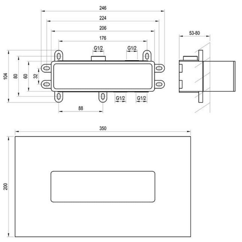 Ravak R-box 07D.50 R-box Horizontal alaptest a falba süllyesztett csaptelepekhez-2