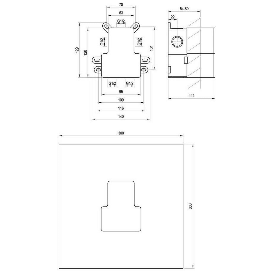 Ravak R-box 07E.50 R-box Vertical O2 alaptest a falba süllyesztett csaptelepekhez-3