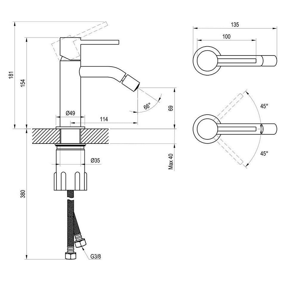 Ravak Espirit bidécsaptelep 180 mm, álló, leersztő nélkül, bársony fehér-2