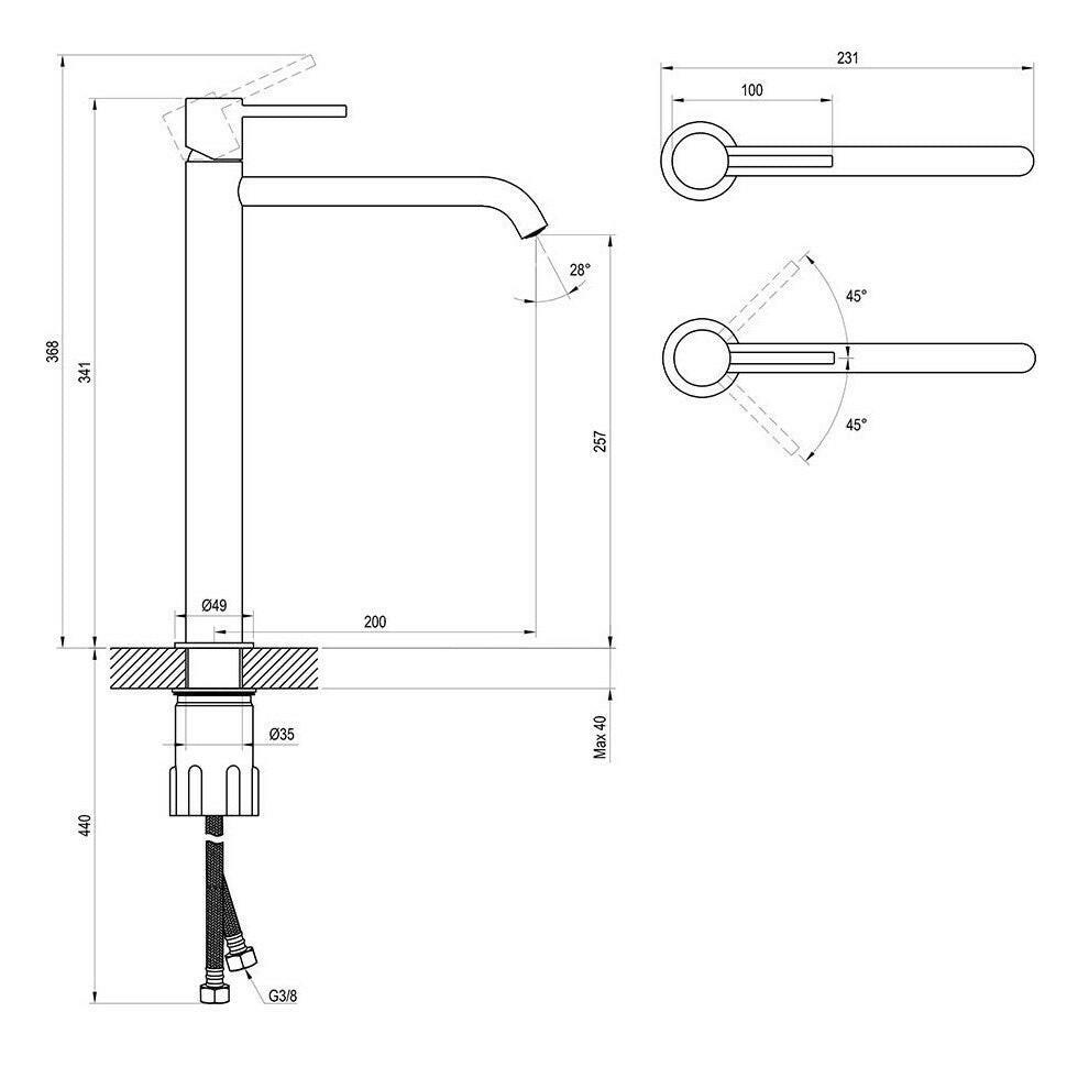 Ravak Espirit mosdócsaptelep 340 mm, álló, leeresztő nélkül, grafit-2