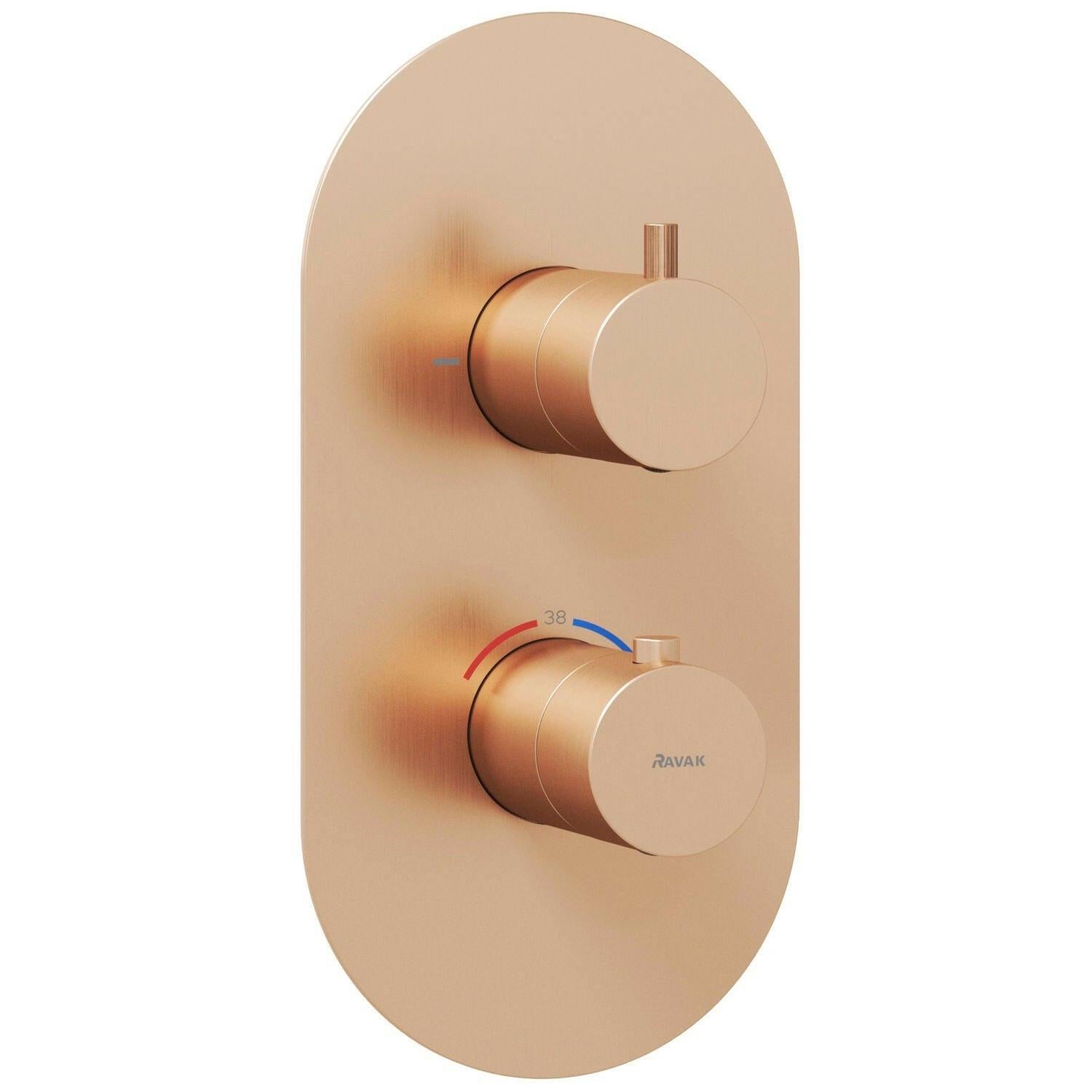 Ravak Espirit zuhanycsaptelep, falba süllyesztett, termosztátos, kétutas, belső egység nélkül, rose gold (X070360)