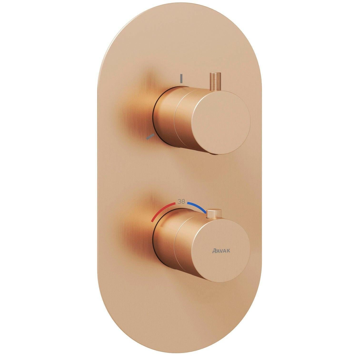Ravak Espirit zuhanycsaptelep falba süllyesztett, termosztátos, háromutas, belső egység nélkül, rose gold (X070363)
