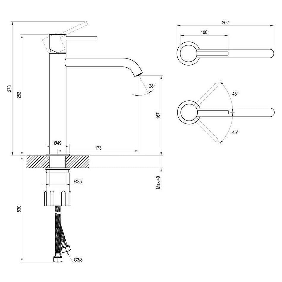 Ravak Espirit mosdócsaptelep 250 mm, álló, leeresztő nélkül, króm-2