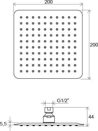 RAVAK Chrome esőztető zuhanyfej 200 mm szögletes 982.01 (X07P334)