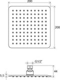 Ravak Chrome esőztető zuhanyfej 200mm szögletes 982.01-1