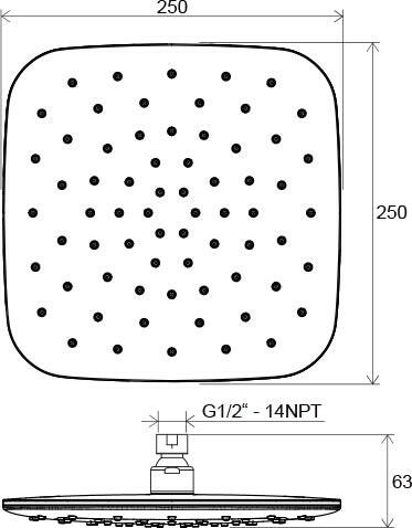 RAVAK esőztető zuhanyfej szögletes 250 mm ABS 983.0 ( X07P347 )