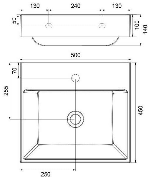 Ravak Natural mosdó 50x45 fehér túlfolyó nélkül ( XJO01250000 )