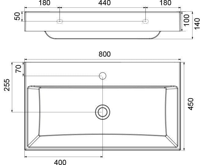 Ravak Natural mosdó 80x45 fehér túlfolyó nélkül ( XJO01280000 )