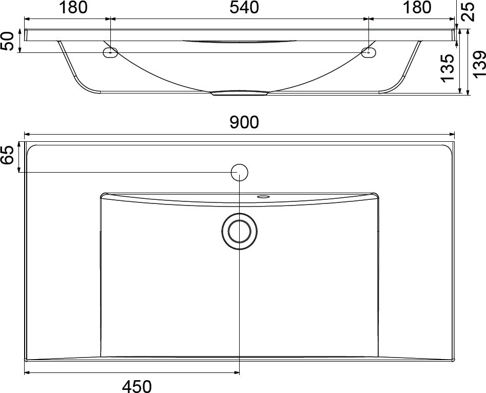 Ravak Flat 90x46 mosdó fehér túlfolyóval-1