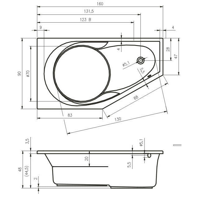 Riho Yukon fürdőkád 160x90 cm jobbos (BA3400500000000)-3