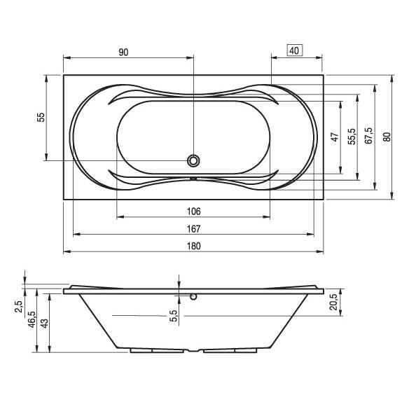 Riho Supreme fürdőkád 180x80 cm (BA5500500000000)-1