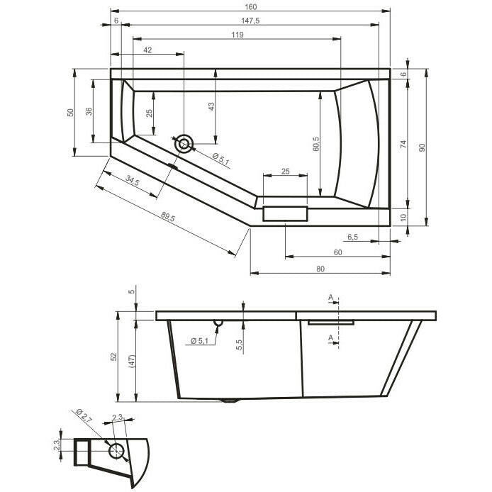 Riho Geta fürdőkád 160x90 cm balos (BA8700500000000)-2