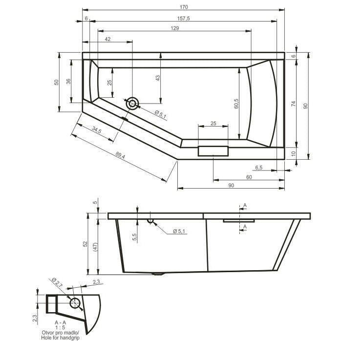 Riho Geta fürdőkád 170x90 cm balos (BA8900500000000)-2