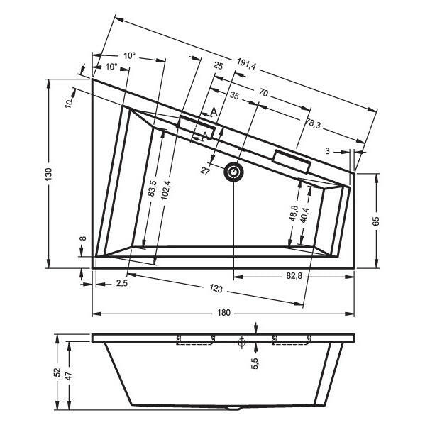 Riho Doppio fürdőkád 180x130 cm balos (BA9100500000000)-3