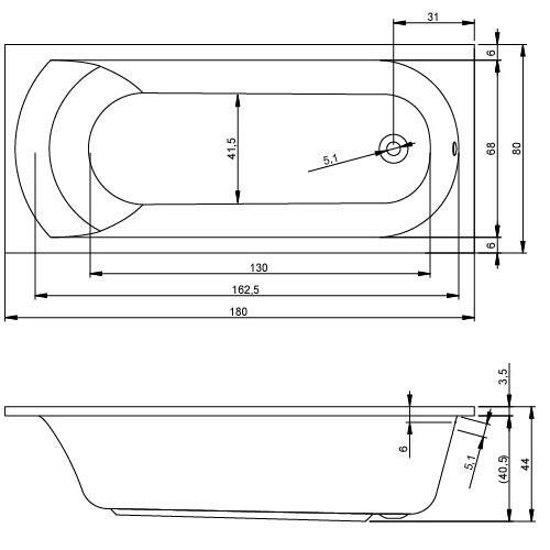 Riho Miami fürdőkád 180x80 cm (BB6400000000000)-2