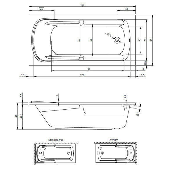 Riho Future 190 XL fürdőkád 190x90 cm (BC3200500000000-1